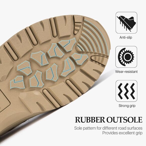 ⚡ Men's Bright Tan Combat Suede Leather Lightweight Military Work Desert Boot - Picture 2 of 8